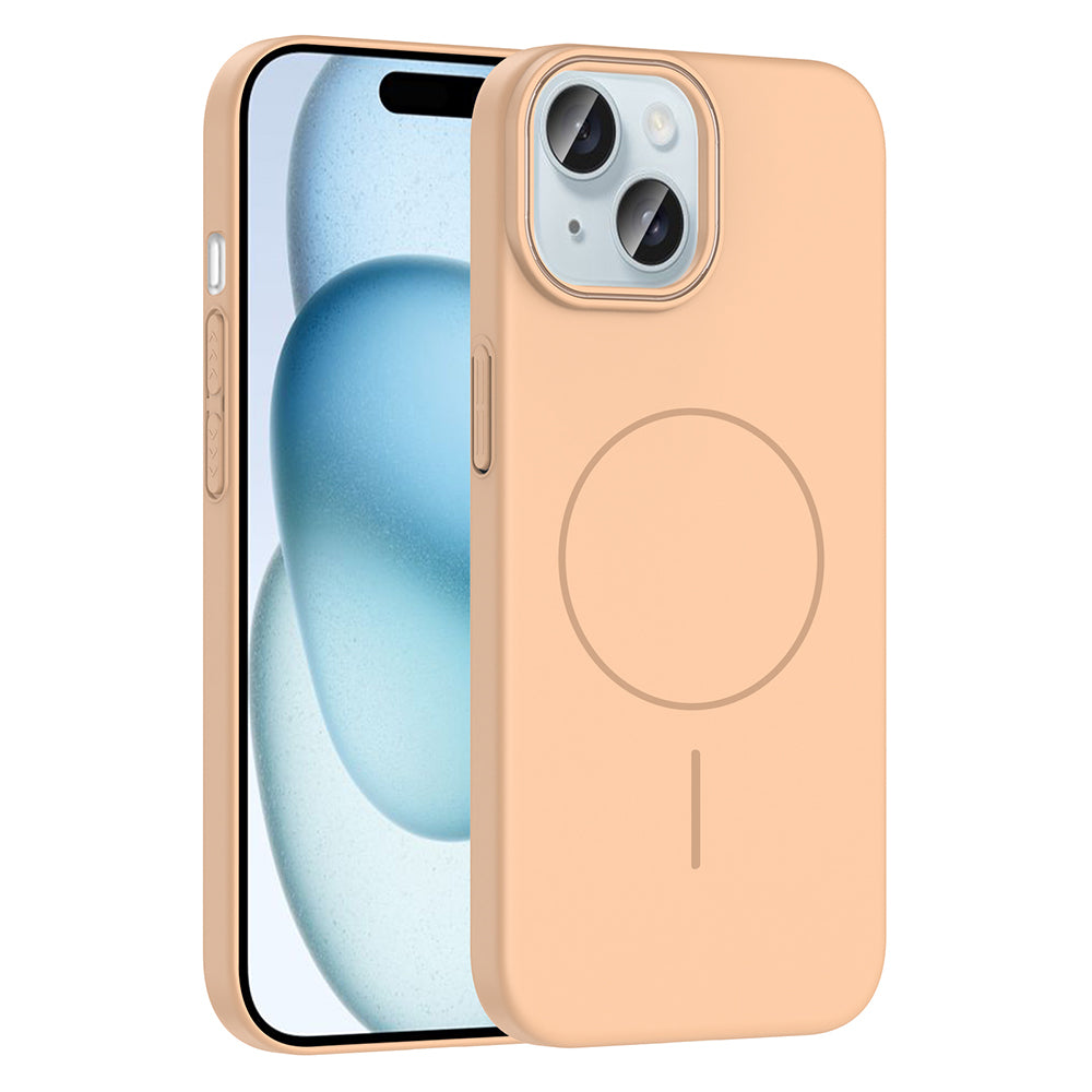 Apple iPhone 15 Kılıf M-safe Şarj Özellikli Zore Ruby Sert Kapak Desert Titanyum