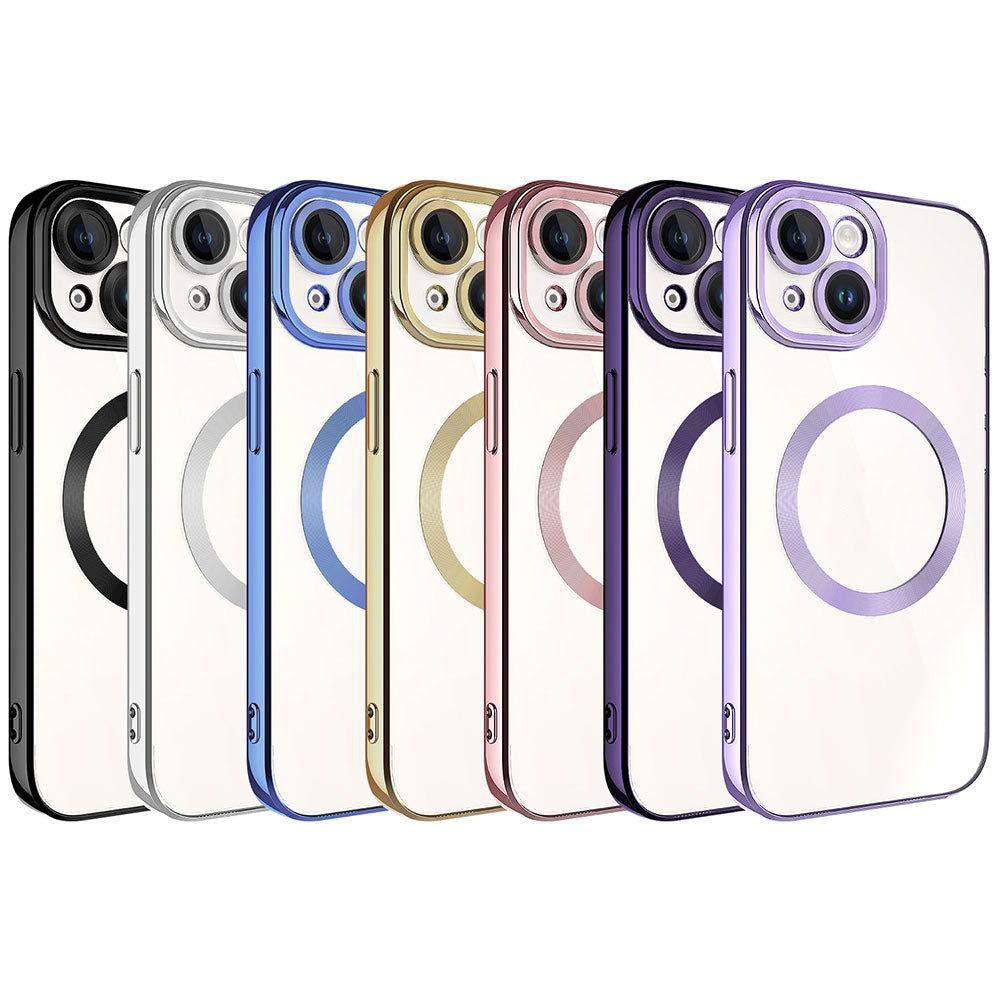 Apple iPhone 15 Kılıf M-safe Wireless Şarj Özellikli Zore Setro Silikon Gümüş
