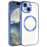Apple iPhone 15 Kılıf M-safe Wireless Şarj Özellikli Zore Setro Silikon Sierra Mavi