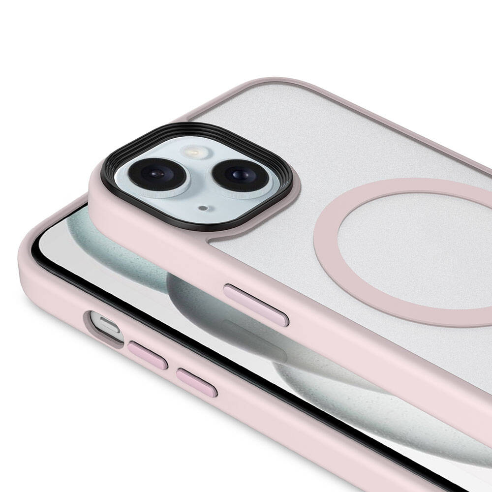 Apple iPhone 15 Kılıf Mat Arka Yüzey Wireless Şarj Özellikli Zore Flet M-safe Kapak Mavi