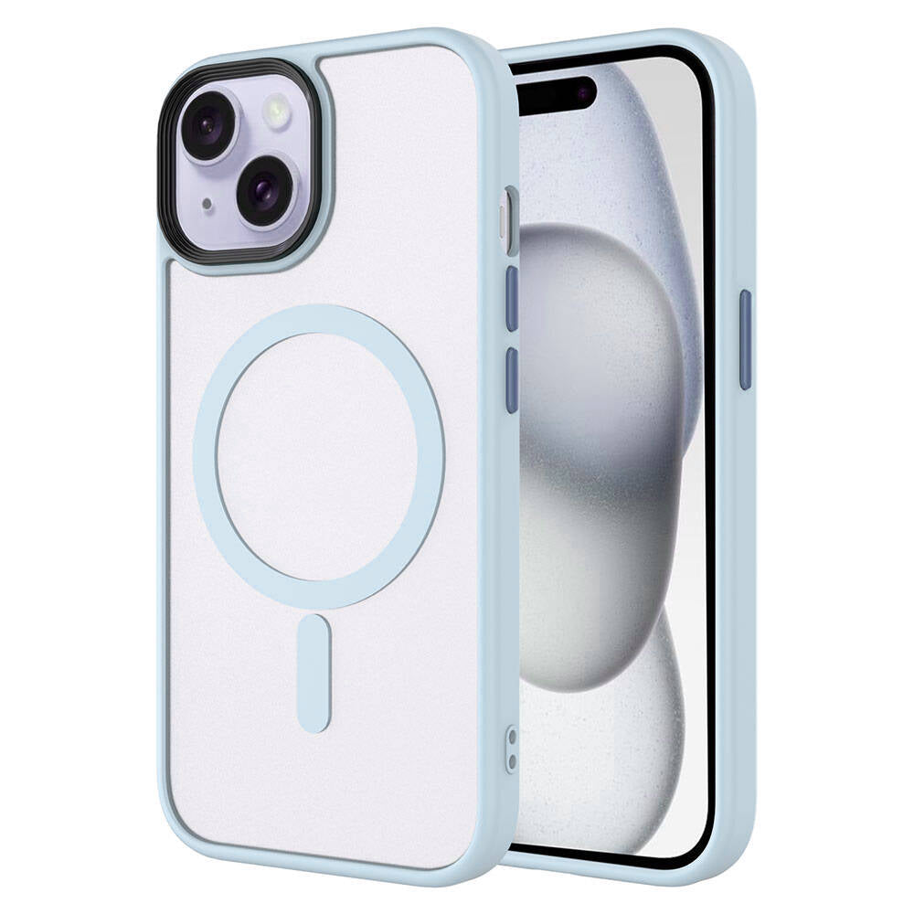 Apple iPhone 15 Kılıf Mat Arka Yüzey Wireless Şarj Özellikli Zore Flet M-safe Kapak Siyah
