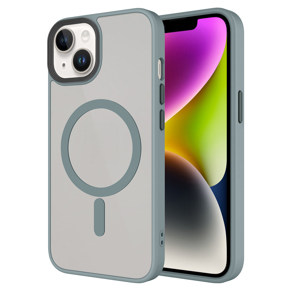 Apple iPhone 15 Kılıf Mat Arka Yüzey Wireless Şarj Özellikli Zore Flet M-safe Kapak Titanyum