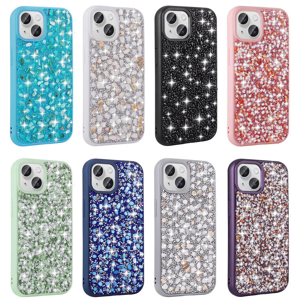 Apple iPhone 15 Kılıf Parlak Taşlı Tasarım Zore Linea Diamond Kapak Siyah
