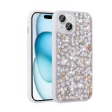 Apple iPhone 15 Kılıf Parlak Taşlı Tasarım Zore Linea Diamond Kapak Beyaz