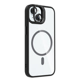Apple iPhone 15 Kılıf Standlı ve Kamera Lens Hediyeli M-Safe Şarj Özellikli Zore Etro Kapak Lacivert