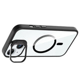 Apple iPhone 15 Kılıf Standlı ve Kamera Lens Hediyeli M-Safe Şarj Özellikli Zore Etro Kapak Gri
