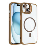 Apple iPhone 15 Kılıf Standlı ve Kamera Lens Hediyeli M-Safe Şarj Özellikli Zore Etro Kapak Derin Mor