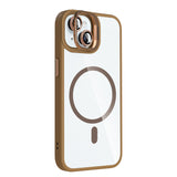 Apple iPhone 15 Kılıf Standlı ve Kamera Lens Hediyeli M-Safe Şarj Özellikli Zore Etro Kapak Gri