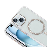 Apple iPhone 15 Kılıf Taşlı Tasarım M-safe Şarj Özellikli Zore Koment Silikon Kapak Gold