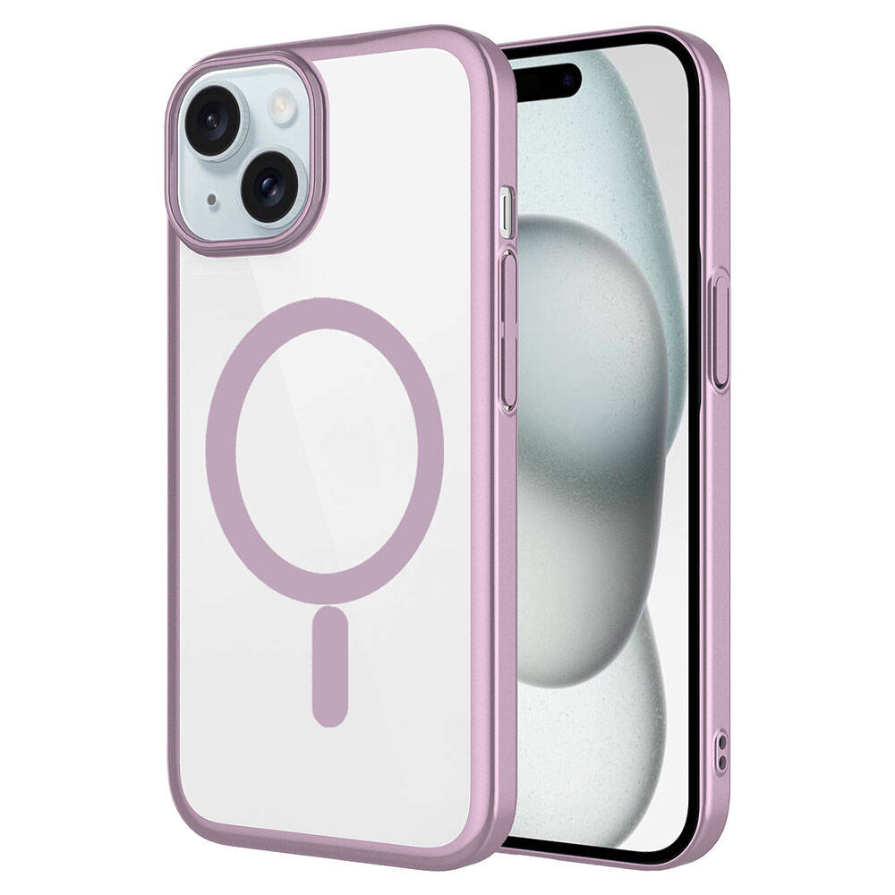 Apple iPhone 15 Kılıf Wireless Şarj Özellikli Sert PC Zore Mat Riksos M-safe Kapak Siyah
