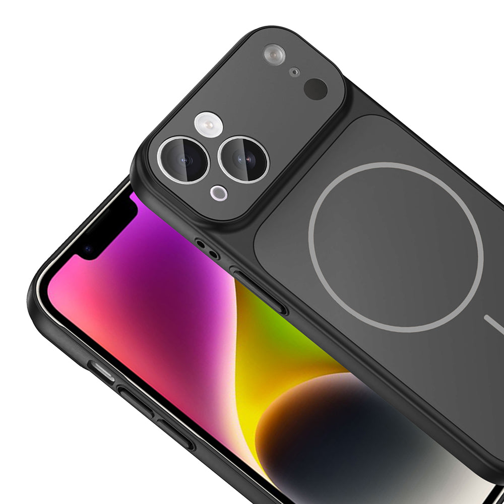 Apple iPhone 15 Kılıf Zore M-Safe Şarj Özellikli Kamera Korumalı Formen Kapak Gri