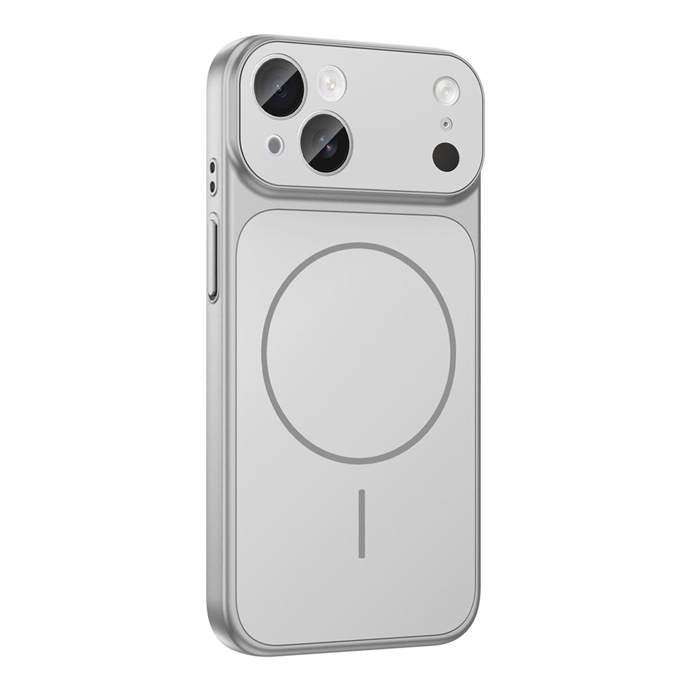 Apple iPhone 15 Kılıf Zore M-Safe Şarj Özellikli Kamera Korumalı Formen Kapak Gümüş