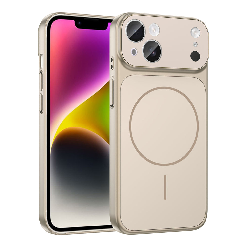 Apple iPhone 15 Kılıf Zore M-Safe Şarj Özellikli Kamera Korumalı Formen Kapak Gold