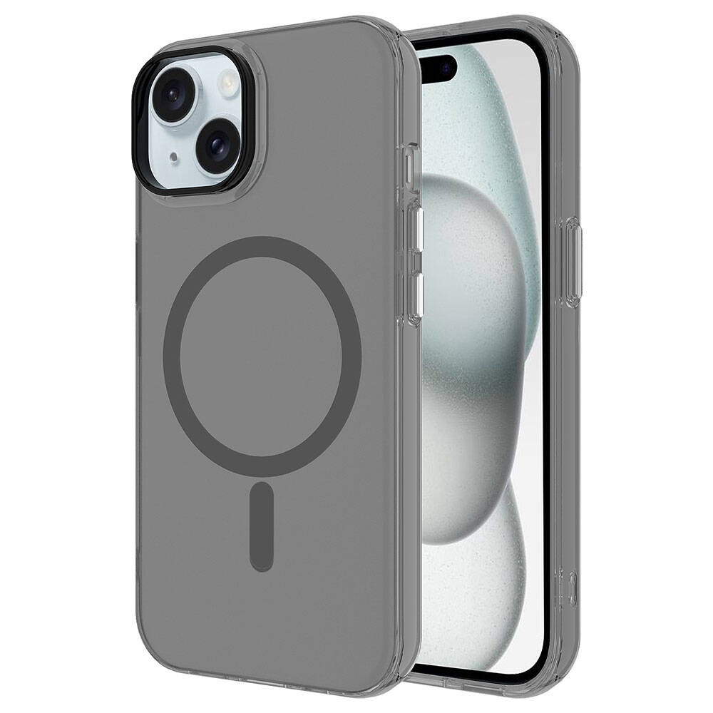 Apple iPhone 15 Kılıf Zore M-safe Şarj Özellikli Buzlu Transparan C-Pro Sert Kapak Sarı