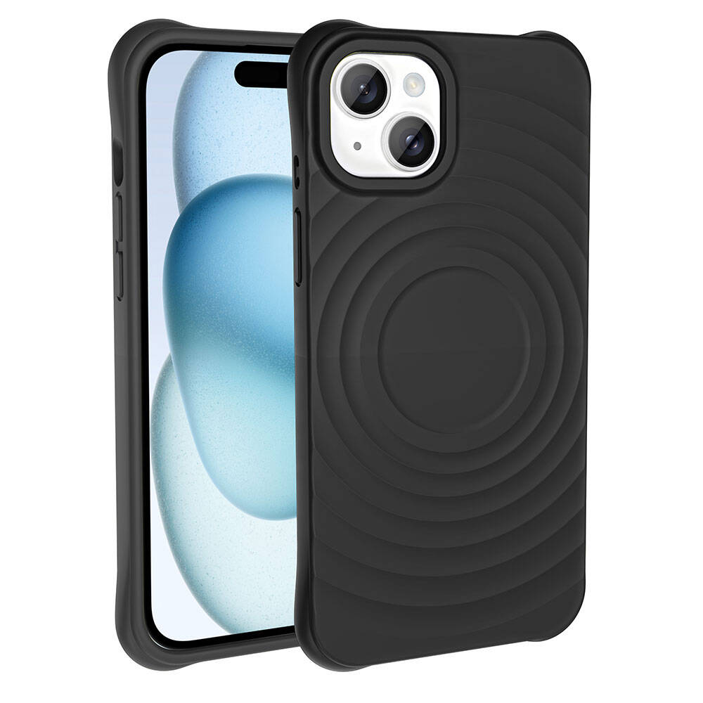Apple iPhone 15 M-safe Şarj Özellikli Airbagli Mat Görünümlü Zore Hepi Kapak Gri