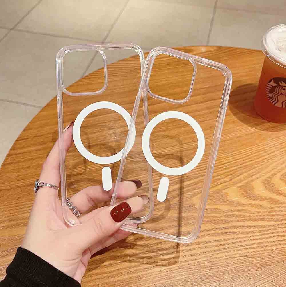 Apple iPhone 15 Plus Kamera Korumalı M-Safe Şarj Özellikli Şeffaf Zore London Sert PC Kapak Şeffaf