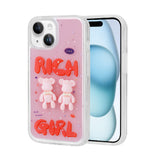 Apple iPhone 15 Plus Kılıf Kabartma Figürlü Parlak Zore Minimini Silikon Kapak Pembe