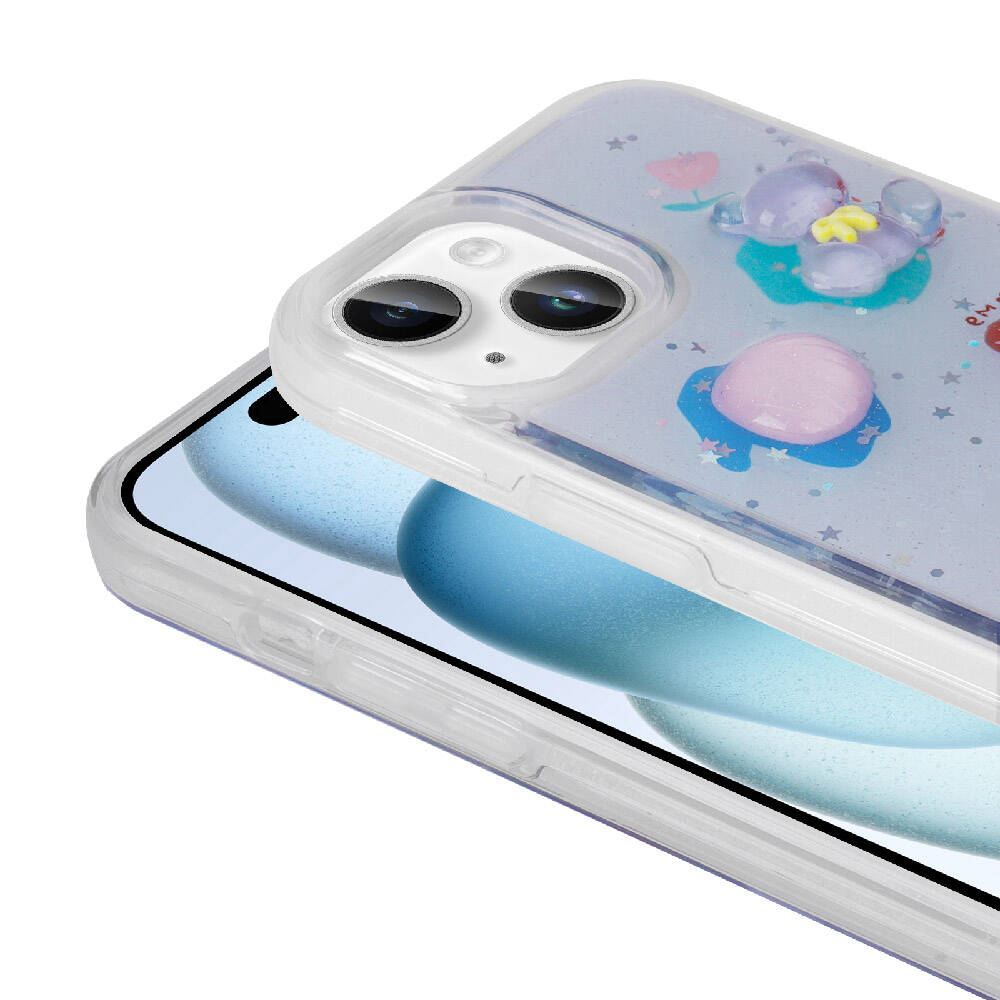 Apple iPhone 15 Plus Kılıf Kabartma Figürlü Parlak Zore Minimini Silikon Kapak Pembe