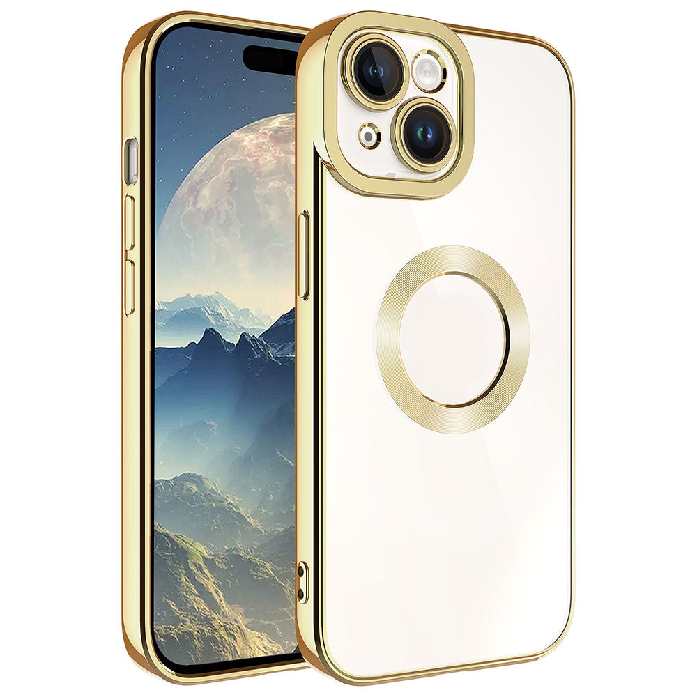 Apple iPhone 15 Plus Kılıf Kamera Korumalı Logo Gösteren Zore Omega Kapak Siyah