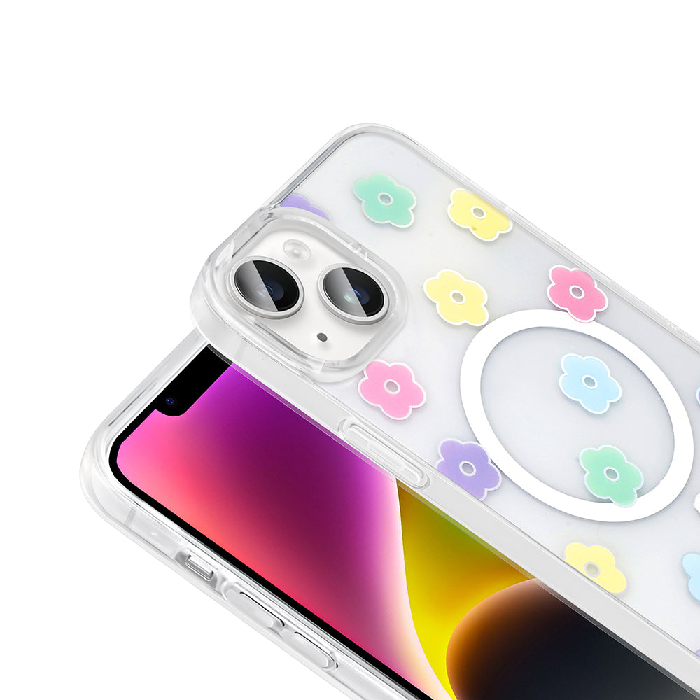 Apple iPhone 15 Plus Kılıf M-Safe Şarj Özellikli Şeffaf Zore Folk Sert Kapak Sevimli Köpek