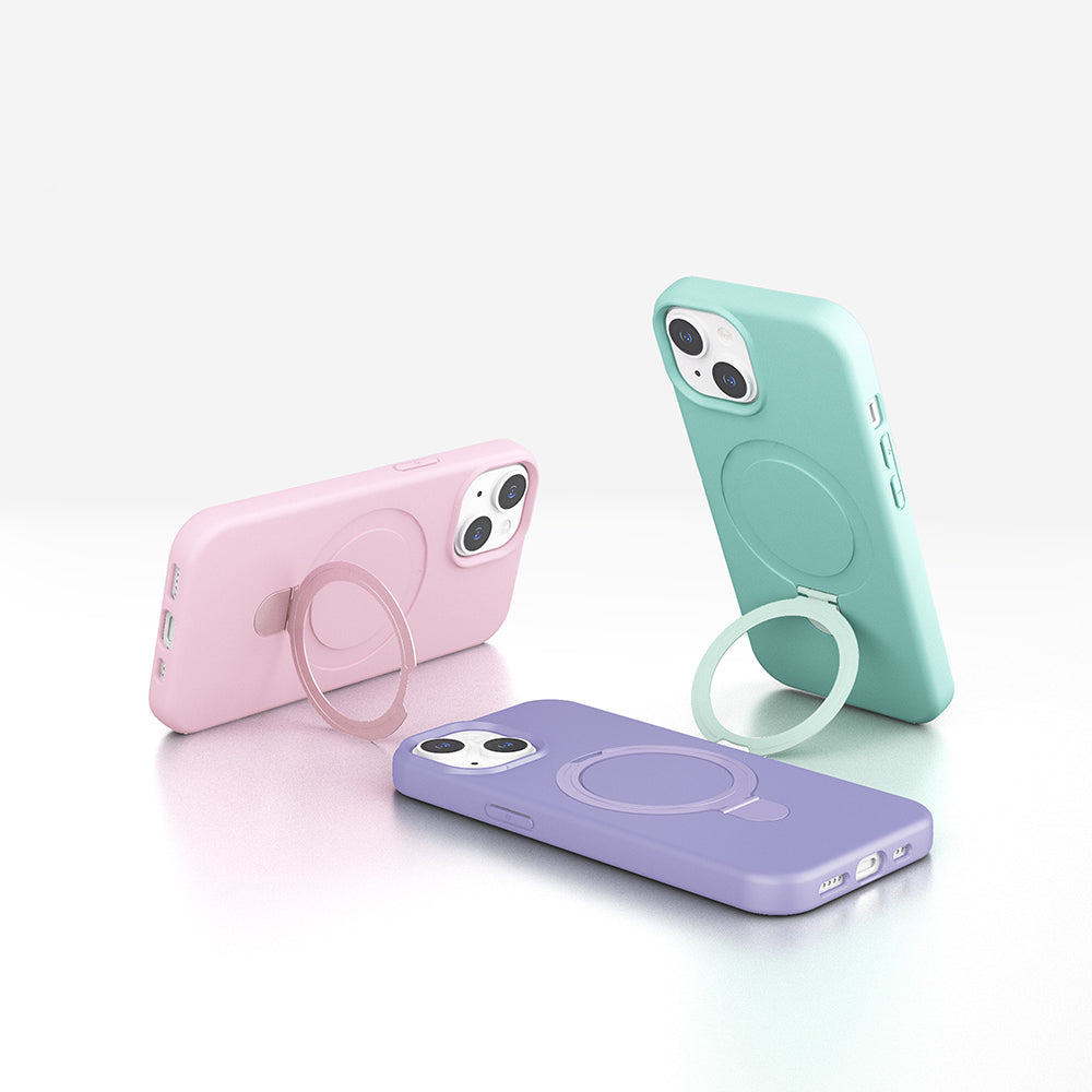 Apple iPhone 15 Plus Kılıf M-safe Şarj Özellikli Standlı Zore Samara Kapak Lacivert