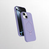 Apple iPhone 15 Plus Kılıf M-safe Şarj Özellikli Standlı Zore Samara Kapak Lila