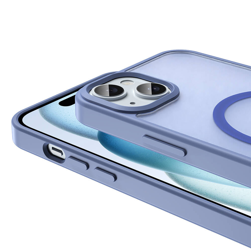 Apple iPhone 15 Plus Kılıf M-safe Şarj Özellikli Mat Arka Yüzey Zore Sio Kapak Gri