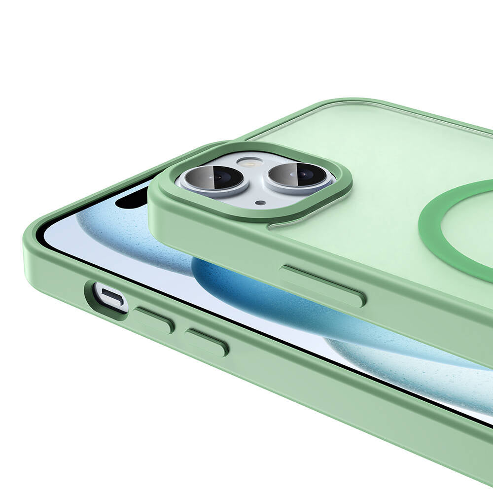 Apple iPhone 15 Plus Kılıf M-safe Şarj Özellikli Mat Arka Yüzey Zore Sio Kapak Gri