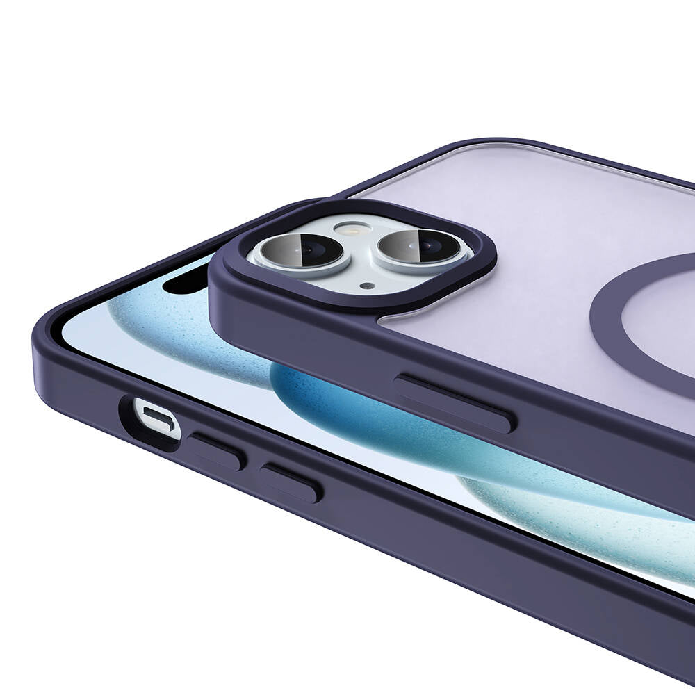 Apple iPhone 15 Plus Kılıf M-safe Şarj Özellikli Mat Arka Yüzey Zore Sio Kapak Gri
