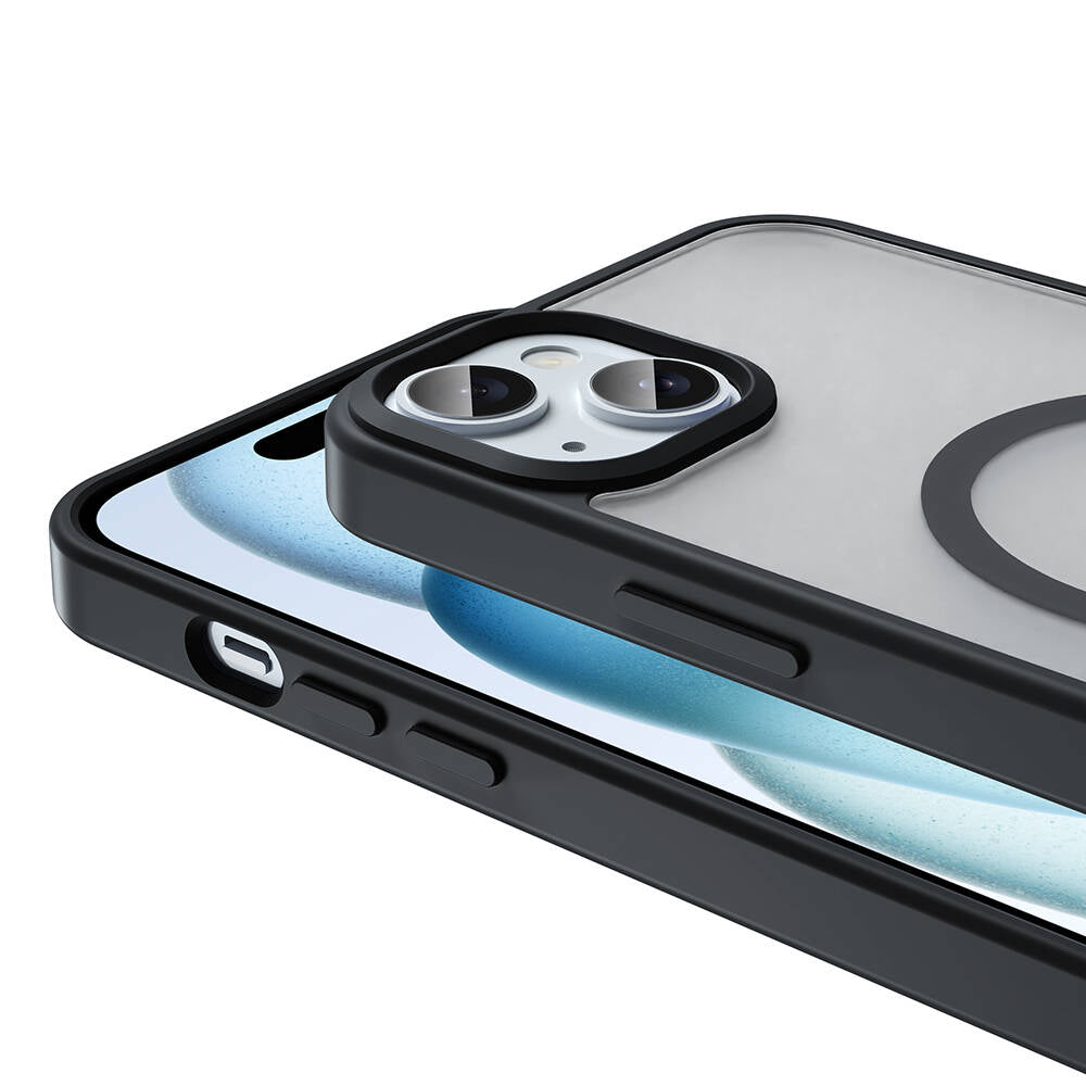 Apple iPhone 15 Plus Kılıf M-safe Şarj Özellikli Mat Arka Yüzey Zore Sio Kapak Gri
