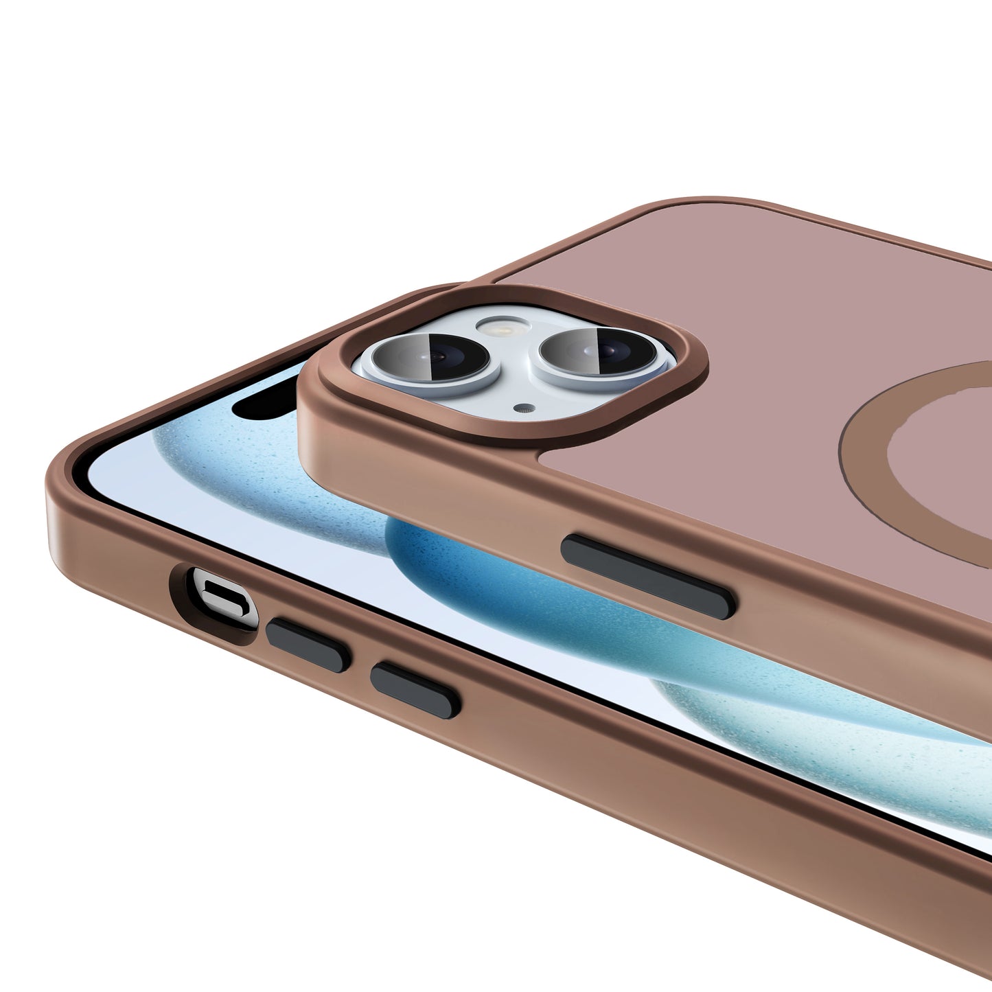 Apple iPhone 15 Plus Kılıf M-safe Şarj Özellikli Mat Arka Yüzey Zore Sio Kapak Gri