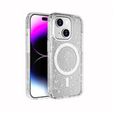 Apple iPhone 15 Plus Kılıf M-safe Şarj Özellikli Parlayan Simli Saydam Renkli Zore Allstar Kapak Şeffaf