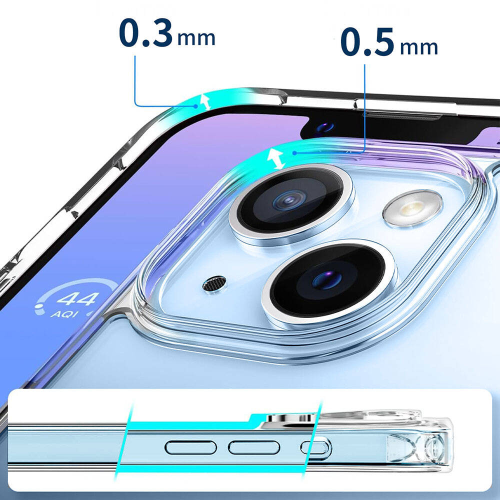 Apple iPhone 15 Plus Kılıf M-safe Şarj Özellikli Şeffaf Sert PC Zore Embos Kapak Renksiz