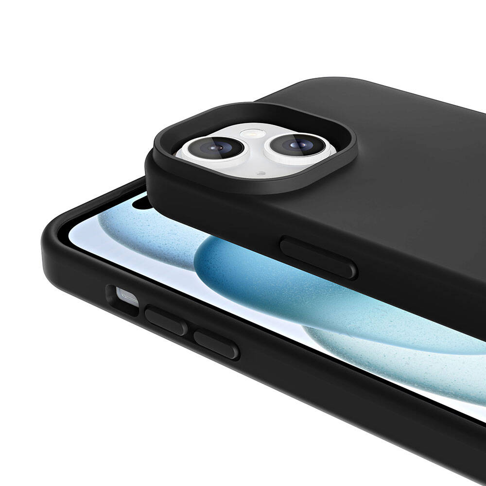 Apple iPhone 15 Plus Kılıf M-safe Şarj Özellikli Sıvı Teknolojili Silinebilir Sert Zore Kivi Kapak Lacivert