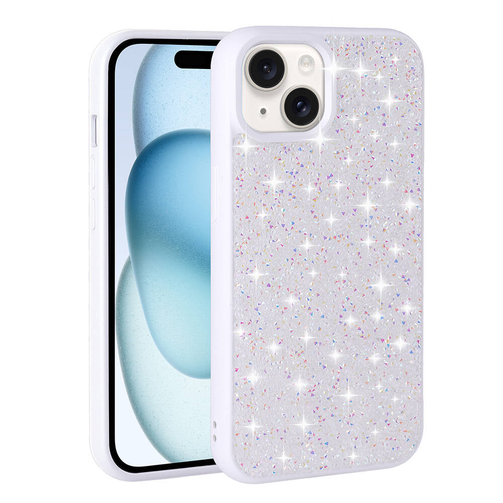 Apple iPhone 15 Plus Kılıf Parlak Taşlı Tasarım Zore Pırlanta Kapak Gri