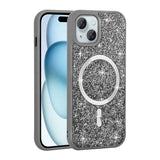 Apple iPhone 15 Plus Kılıf Pırlanta Tasarımlı M-safe Şarj Özellikli Zore Mozaik Silikon Kapak Siyah