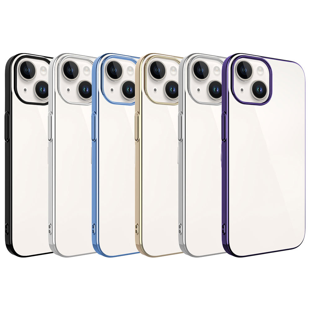 Apple iPhone 15 Plus Kılıf Sert PC Renkli Çerçeveli Zore Riksos Kapak Sierra Mavi