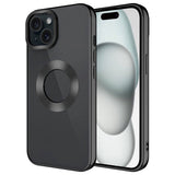 Apple iPhone 15 Plus Kılıf Tek Kamera Çerçeveli Logo Gösteren Zore Omega Kapak Lila