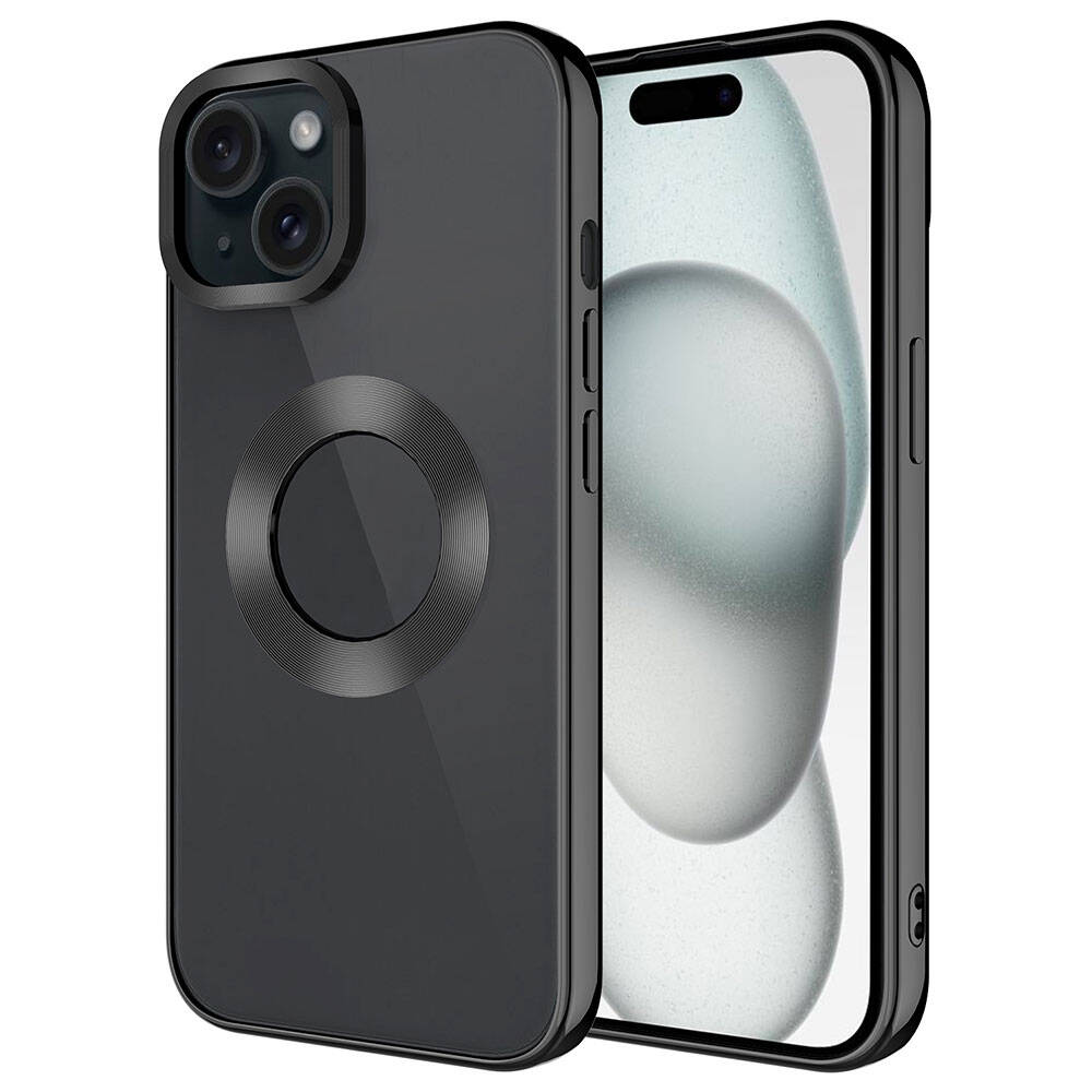 Apple iPhone 15 Plus Kılıf Tek Kamera Çerçeveli Logo Gösteren Zore Omega Kapak Lila