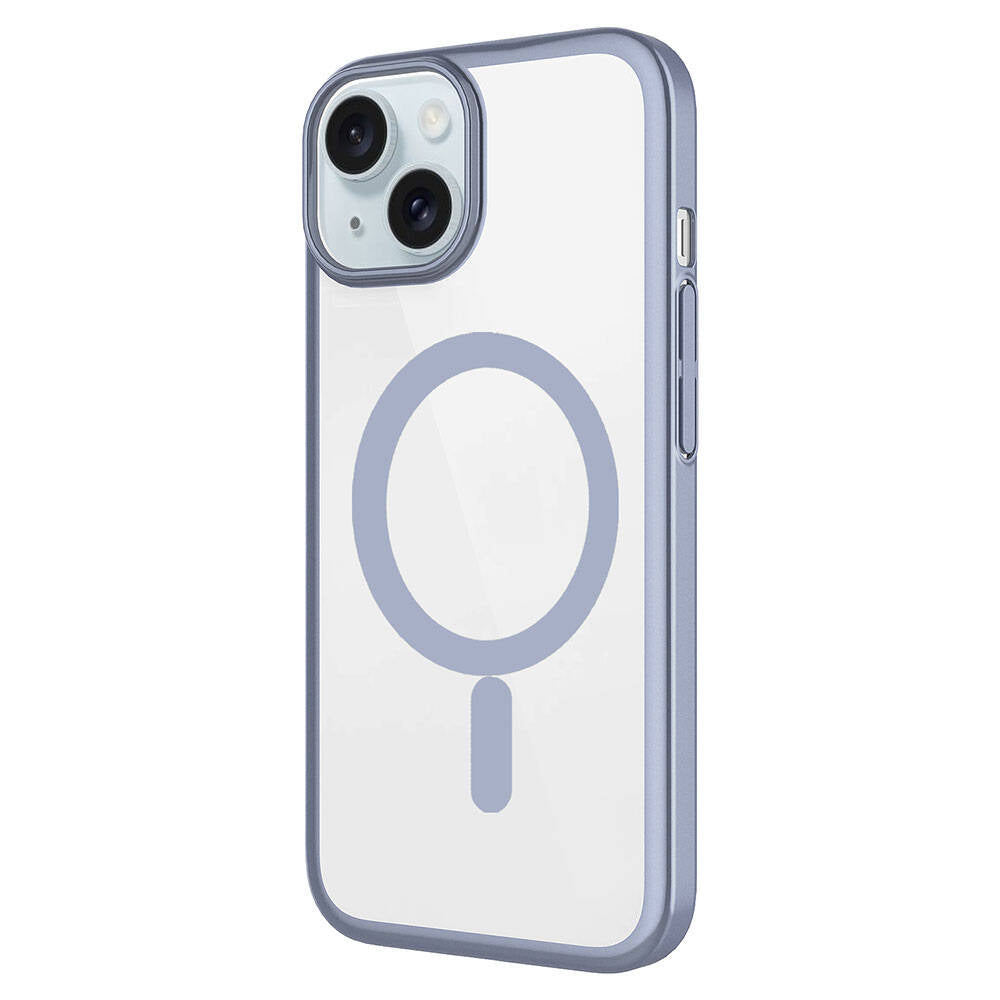 Apple iPhone 15 Plus Kılıf Wireless Şarj Özellikli Sert PC Zore Mat Riksos M-safe Kapak Gümüş