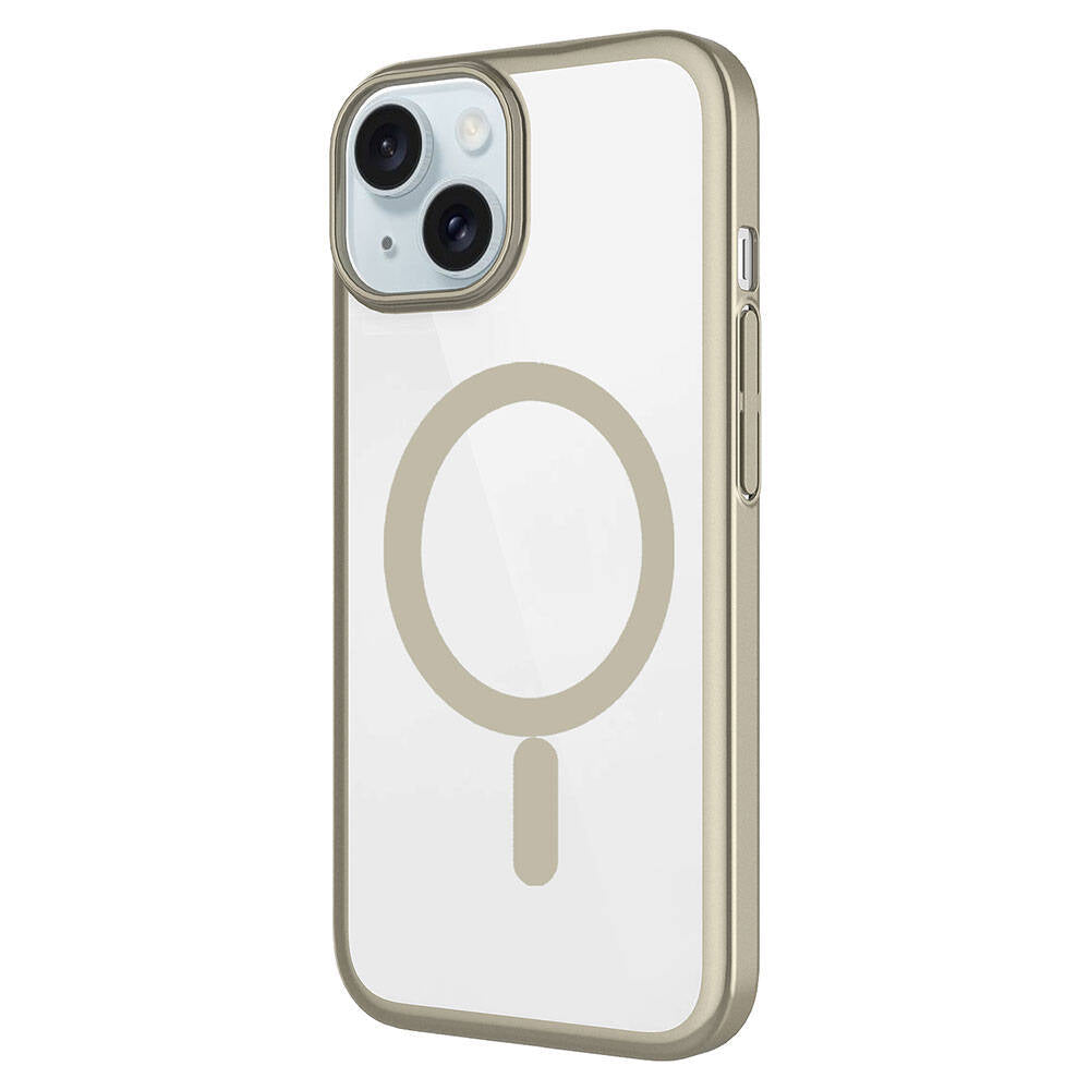 Apple iPhone 15 Plus Kılıf Wireless Şarj Özellikli Sert PC Zore Mat Riksos M-safe Kapak Sarı