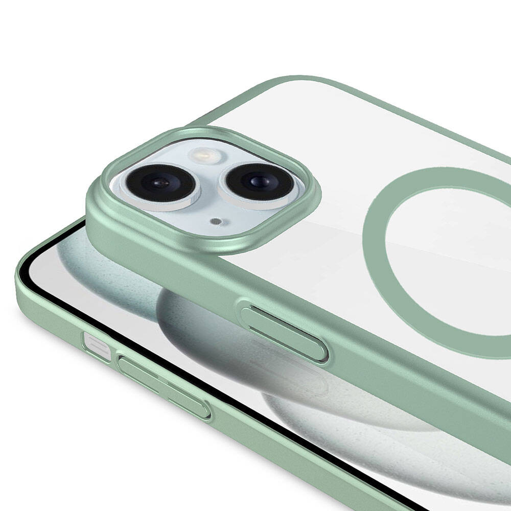 Apple iPhone 15 Plus Kılıf Wireless Şarj Özellikli Sert PC Zore Mat Riksos M-safe Kapak Siyah