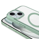 Apple iPhone 15 Plus Kılıf Wireless Şarj Özellikli Sert PC Zore Mat Riksos M-safe Kapak Sarı
