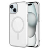 Apple iPhone 15 Plus Kılıf Wireless Şarj Özellikli Sert PC Zore Mat Riksos M-safe Kapak Gümüş