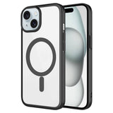 Apple iPhone 15 Plus Kılıf Wireless Şarj Özellikli Sert PC Zore Mat Riksos M-safe Kapak Siyah
