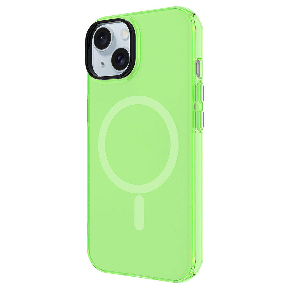 Apple iPhone 15 Plus Kılıf Zore M-safe Şarj Özellikli Buzlu Transparan C-Pro Sert Kapak Pembe