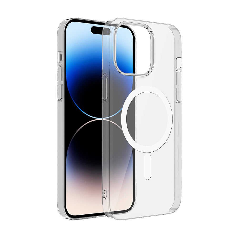 Apple iPhone 15 Plus Kılıf Zore M-safe Şarj Özellikli Şeffaf Tek Kamera Çerçeveli Porto Kapak Renksiz