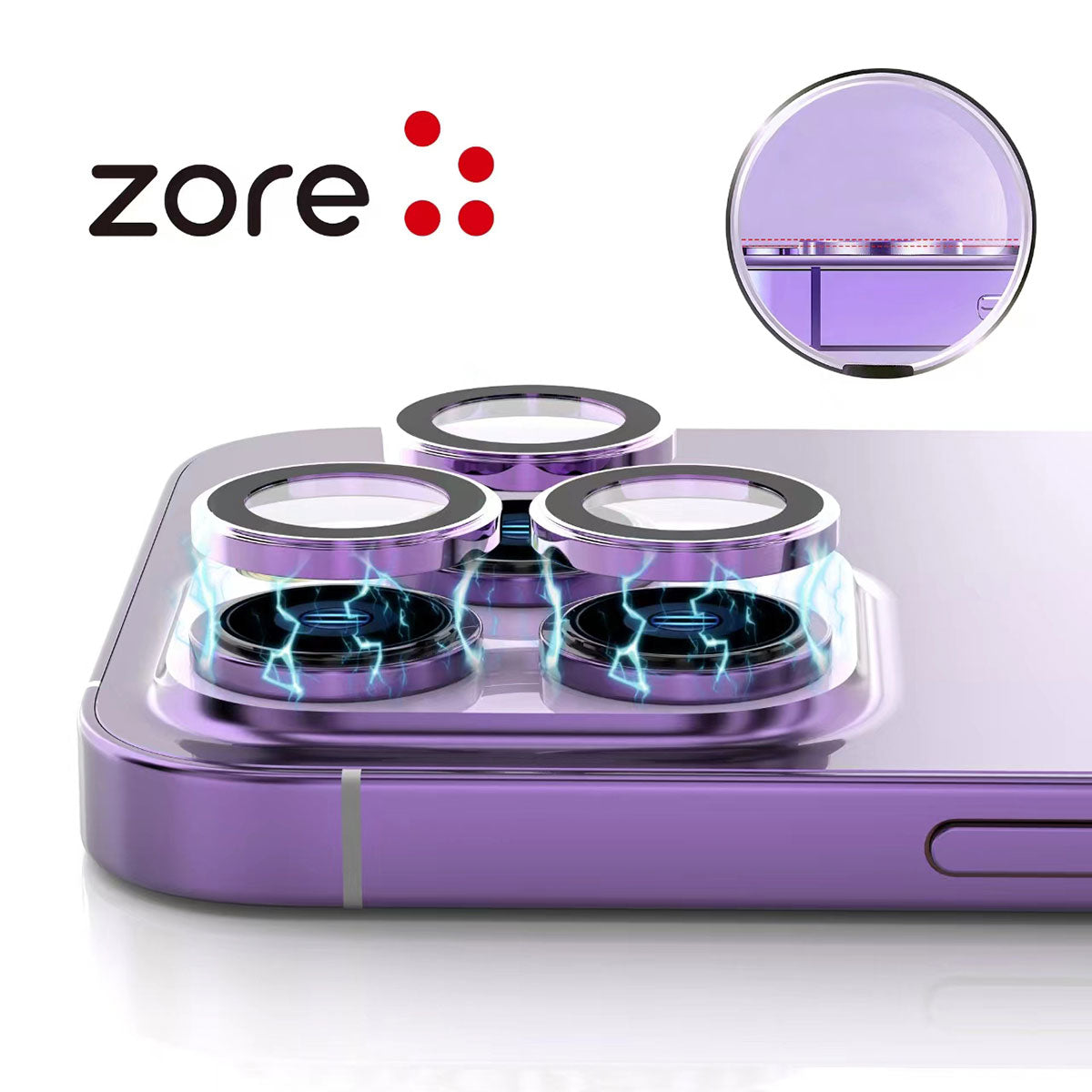 Apple iPhone 15 Plus Zore CL-12 Premium Safir Parmak İzi Bırakmayan Anti-Reflective Kamera Lens Koruyucu Baby Blue
