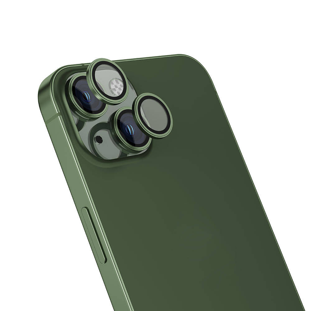 Apple iPhone 15 Plus Zore Safir CL-15 Parmak İzi Bırakmayan Anti-Reflective Kamera Lens Koruyucu Yeşil