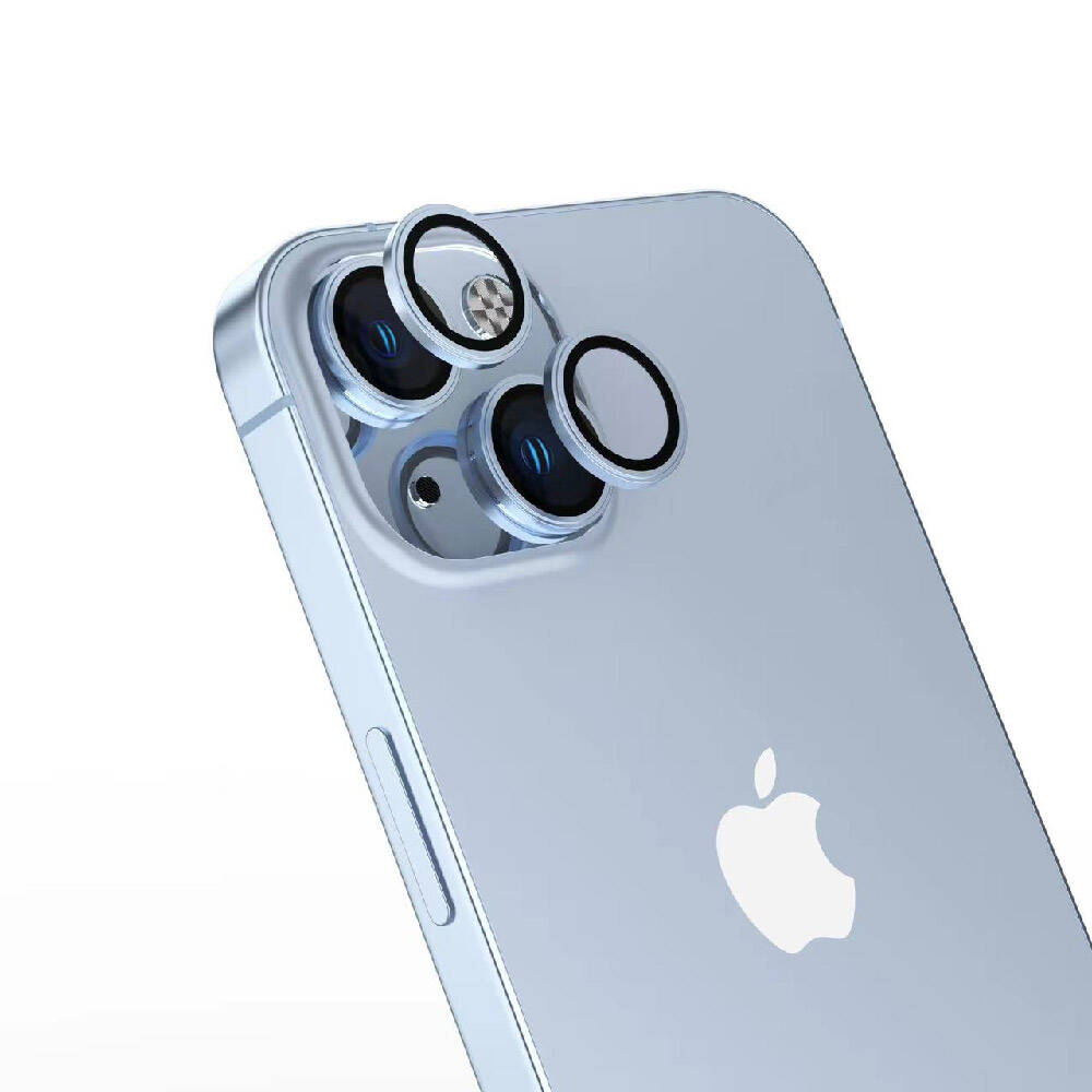 Apple iPhone 15 Plus Zore Safir CL-15 Parmak İzi Bırakmayan Anti-Reflective Kamera Lens Koruyucu Mavi